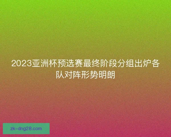 2023亚洲杯预选赛最终阶段分组出炉各队对阵形势明朗